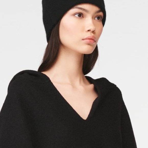 Zara 100% Wool Oversized Poncho Steven Meisel Black Size M-L - Picture 4 of 13